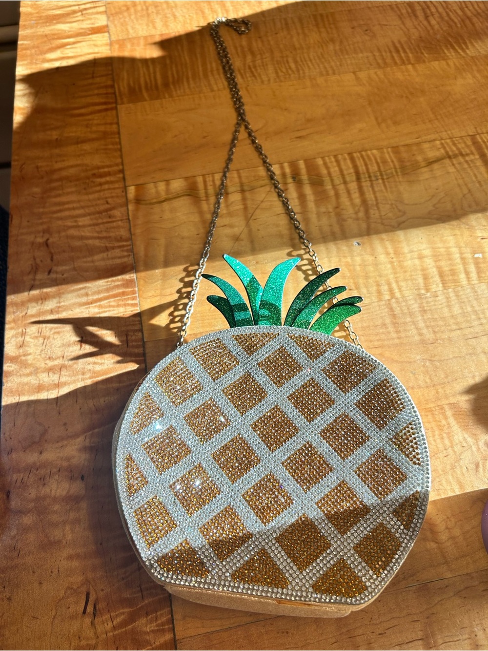 Sequin Pineapple Mini Crossbody Bag in Gold and Green